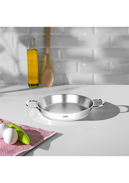 Silver Çelik Italyan Kapaksız Omlet Sahanı - Gümüş - 16 cm