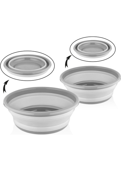 L804-L868 2'li Katlanabilir Yuvarlak Badya Seti - Gri modelleri