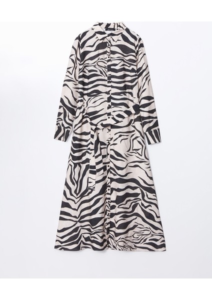 Yeni Sezon Zebra Desenli Kadın Gömlek Elbise indirimleri