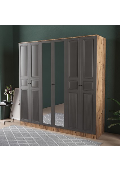 Nil 6 Kapaklı Eko Gardırop - Mdf Kapak