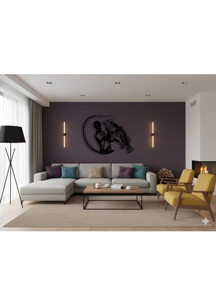 Olta Balıkçılığı Temalı Duvar Süsü | 3D Baskı Modern Deko modelleri