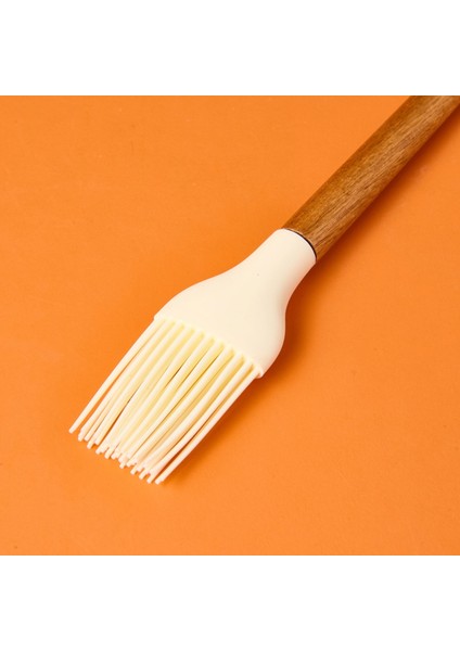 Ahşap Saplı Silikon Fırça - Krem / Kahverengi modelleri