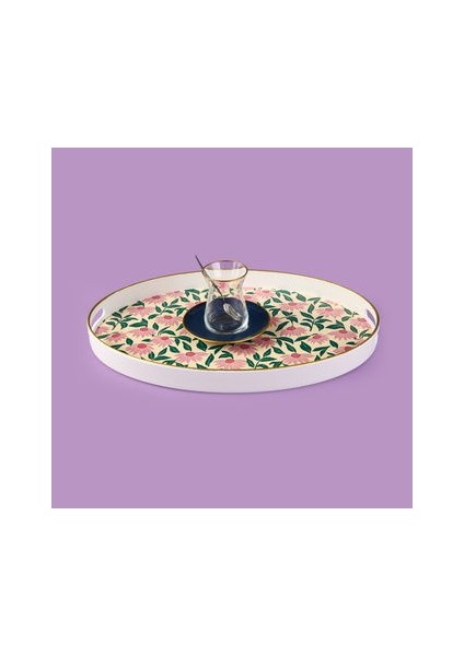 Kitchen Pink Flower Oval Tepsi - Renkli - 39 cm fiyatları
