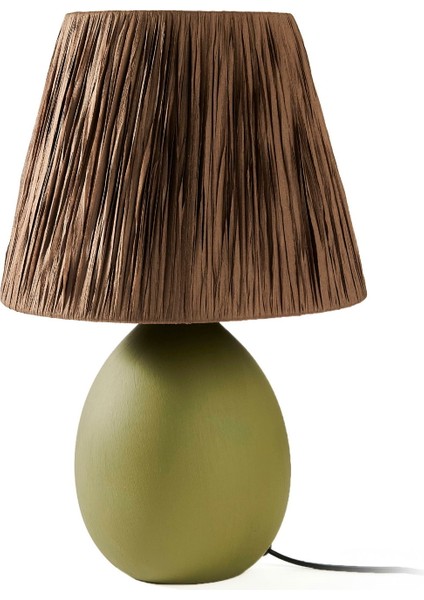 Design Rond Seramik Abajur - Yeşil / Kahverengi - 37X24X24 cm modelleri