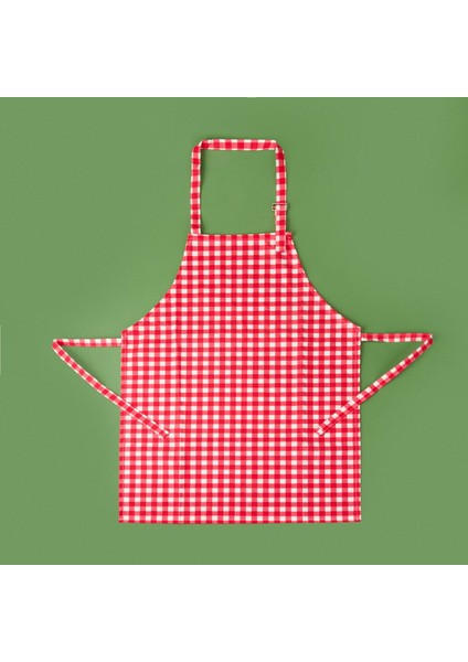 Soft Pötikareli Mutfak Önlüğü - Kırmızı / Ekru - 63X72 cm