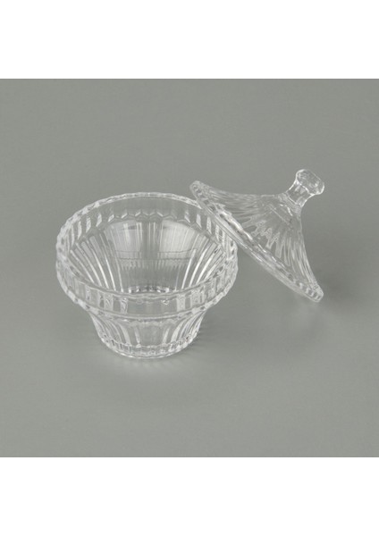 Çizgili Desen Cam Kristal Şekerlik - Şeffaf - 7 cm modelleri