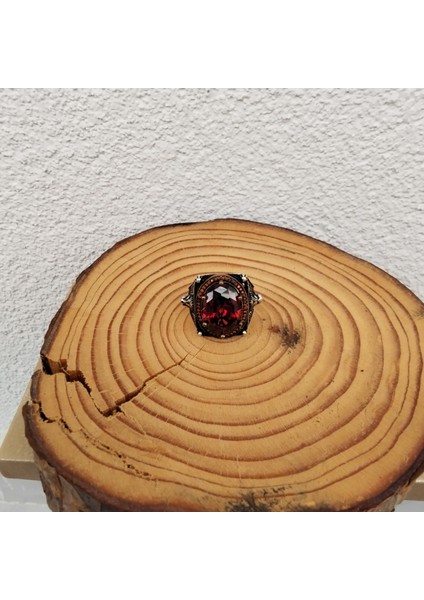 925 Ayar Gümüş Şık Tasarım Kırmızı Taşlı Erkek Yüzük – El Işçiliği - Yan Kenarlar Aslan Detaylı fiyatları