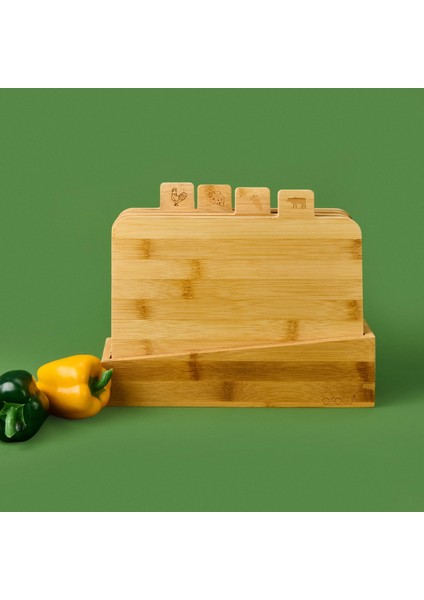 4'lü Stantlı Bambu Kesme Tahtası - Açık Kahverengi fiyatları