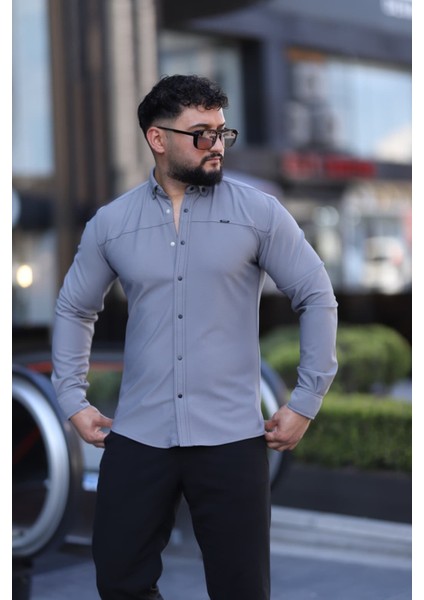 Slim Fit Uzun Kollu Klasik Yaka Düğmeli Gömlek - Şık & Günlük Kombin