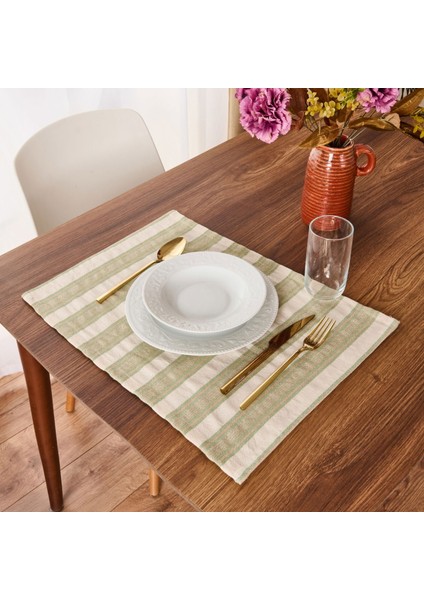 Soft Freya 2'li Amerikan Servis - Yeşil / Ekru - 35X50 cm