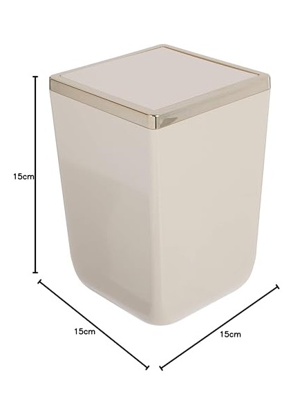 Bej Altın Renkli 6 Litre Dekoratif Çöp Kovası