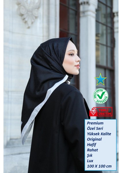 Hint Ipek Eşarp - Premium Lux Original Monogram Eşarp (Ipek Vual, Özel Seri, Yüksek Kalite, Hafif, Rahat, Şık, Scarf)