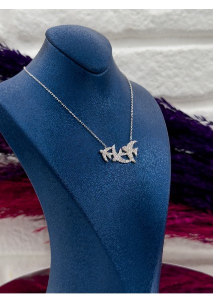 925 Ayar Gümüş 3’lü Tasarım Kırlangıç Modeli Popüler Kadın Kolye