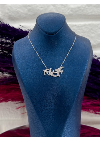 925 Ayar Gümüş 3’lü Tasarım Kırlangıç Modeli Popüler Kadın Kolye fiyatları
