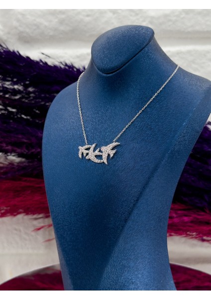 925 Ayar Gümüş 3’lü Tasarım Kırlangıç Modeli Popüler Kadın Kolye modelleri