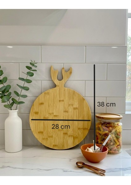 Geyikli Bambu Sunum Tahtası – Yuvarlak - En Büyük Boy 38 cm | Doğal Bambu & Geyik Bambu Kesme Tahtası fırsatları