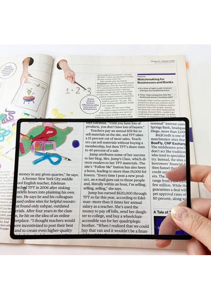 x Büyütme Okuma Büyüteci, Tüm Sayfalar Için Büyüteç, Lens Büyüteç, Yaşlılar, Okuma, Kitaplar, Haritalar Için, (180 × 120 Mm), 1 Adet,