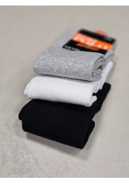 3’lü Unisex Tenis Çorabı Seti (41–45) – Siyah/beyaz/gri – 1. Sınıf Kalite Spor Çorap