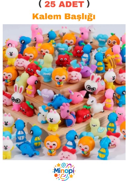 ( 25 Adet ) Figürlü Kalem Başlığı Kalem Süsü Renkli Başlıklar