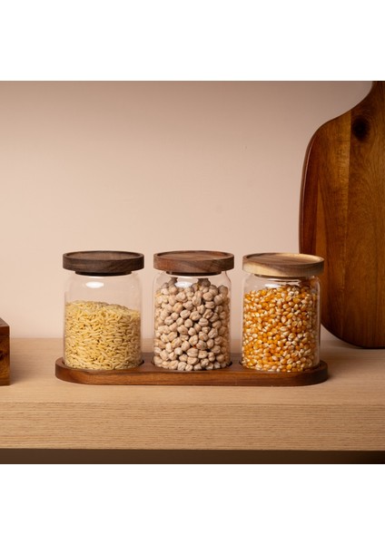 3’lü Akasya Kapaklı ve Stantlı Cam Kavanoz Seti fiyatları