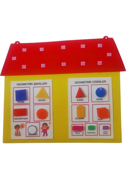 2. Sınıf Matematik Geometrik Şekiller ve Cisimler Panosu – 65X55 cm Kalın Keçe Cırt Cırtlı
