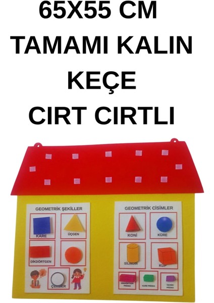 2. Sınıf Matematik Geometrik Şekiller ve Cisimler Panosu – 65X55 cm Kalın Keçe Cırt Cırtlı modelleri