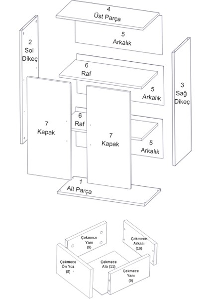 Çok Amaçlı Dolap Parlak Beyaz Dolap Çekmeceli Kapaklı Dolap fırsatları