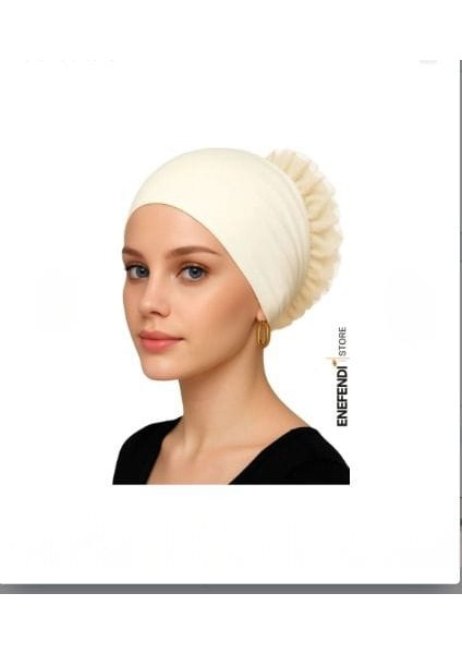 2 Adet Silikonlu Fırfırlı Bone Kaymaz Likralı Dikişsiz Krem Beyaz | Konforlu Şık Pratik Bone modelleri