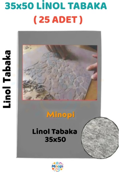 ( 25 Adet ) Linol Tabaka Levha 2,5 mm 35X50 Boyutunda Linol Gri