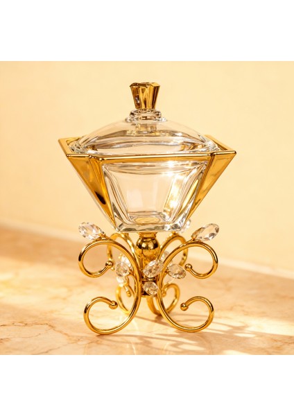 Lüks Altın Ayaklı Kristal Cam Sunumluk fırsatları