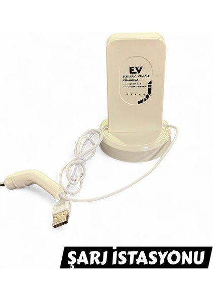 Uzaktan Kumandalı Şarjlı Elektrikli Araba 4x4 Şarj Istasyonlu LED Işıklı Sesli Müzikli Rc 23 cm