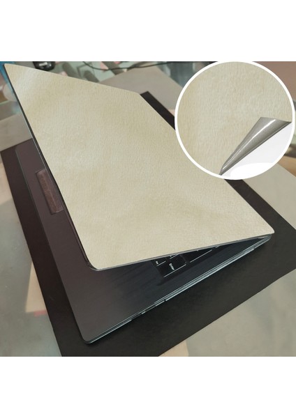 Laptop Kapak Koruyucu Kaplama Yapışkanlı Alkantara Kumaş 33X48 Cm. Krem