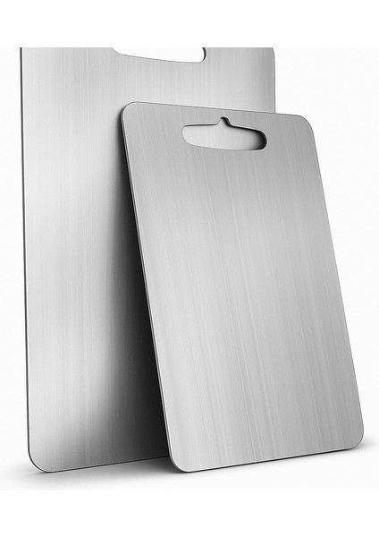 2'li Paslanmaz Çelik Kesme Tahtası Seti 24X34CM ve 30*20CM 2mm 304 Çelik Kesme Tahtası