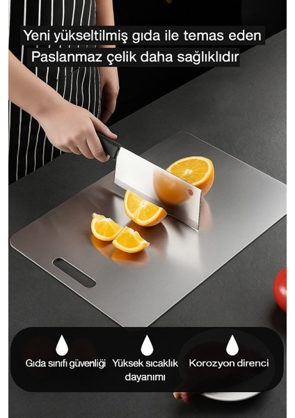 2'li Paslanmaz Çelik Kesme Tahtası Seti 24X34CM ve 30*20CM 2mm 304 Çelik Kesme Tahtası fiyatları