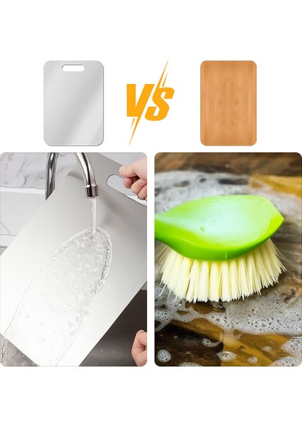 2'li Paslanmaz Çelik Kesme Tahtası Seti 24X34CM ve 30*20CM 2mm 304 Çelik Kesme Tahtası fırsatları