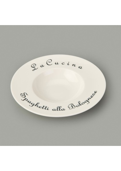 Kitchen La Luciana Porselen Makarna Tabağı - Siyah / Krem - 26 cm