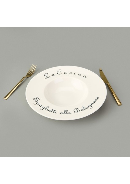 Kitchen La Luciana Porselen Makarna Tabağı - Siyah / Krem - 26 cm fiyatları