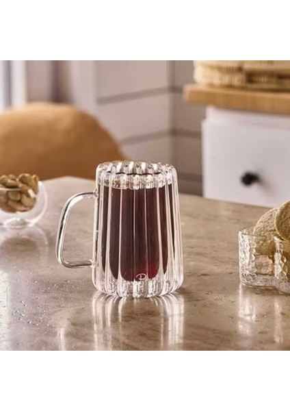 Stripe Long Çift Cidarlı Kupa - Şeffaf - 280 ml fiyatları