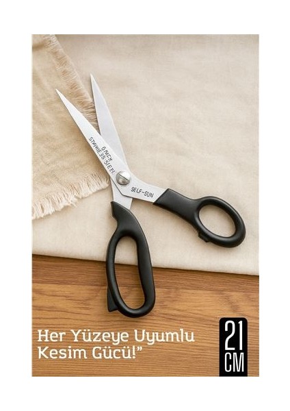 Modacar Çok Amaçlı Makas – 21 cm Uzunluk | 11 cm Kesim Bıçağı | Paslanmaz Çelik, Ergonomik Sap