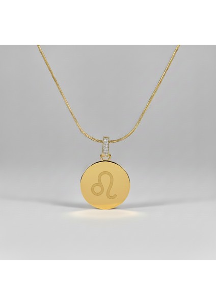 316L Altın Kaplama Aslan Burcu Kadın Kolye – Lazer Işlemeli Zodyak Sembolü fiyatları