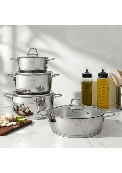 Teos 8 Parça Çelik Tencere Seti - Inox