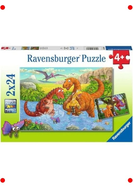 Dinozorlar Temalı Çocuk Puzzle Seti, 2X24 Parça