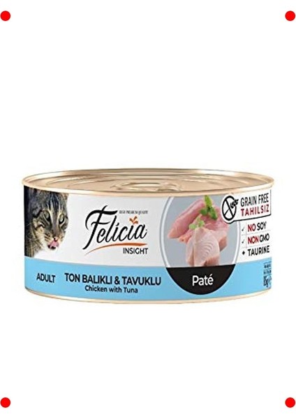 Tahılsız Ton Balıklı Tavuklu Yaş Kedi Maması 85 gr