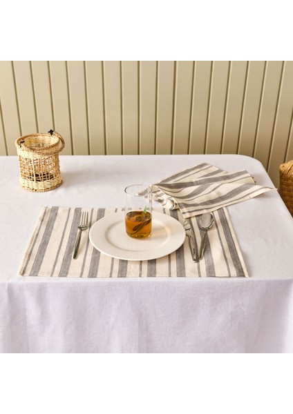 Soft Alno 2'li Amerikan Servis - Ekru / Antrasit - 30X50 cm