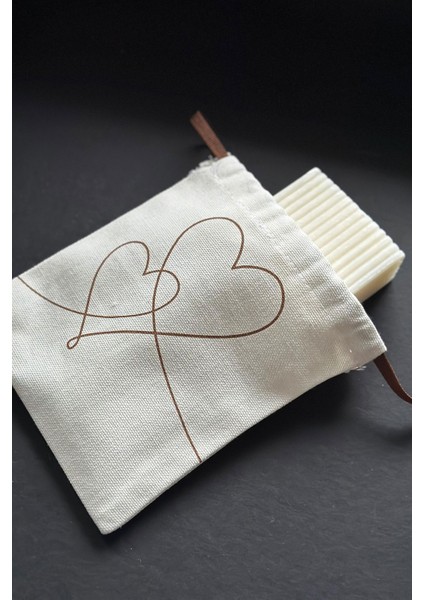 Keseli Katı Sabun | % 100 Natural Doğal 120 Gram Sabun & Natural Kalp Baskılı Kese | Zeytin Çiçeği indirimleri