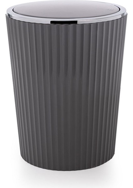 Nely Krom Kaplama Banyo Çöp Kovası - Gri - 6 Lt