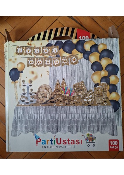 100 Parça Gold Konsept Doğum Günü Süsü