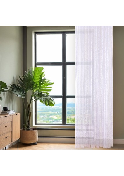Soft Charlot Tül Perde - Beyaz - 300X270 cm