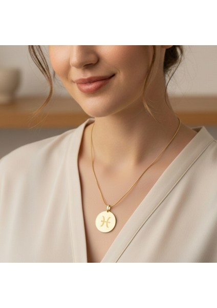 316L Çelik Balık Burcu Kadın Kolye – Zodyak Sembolü – Altın Kaplama