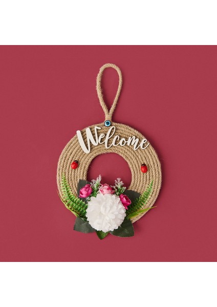 Dekoratif Welcome Ladybug Kapı Süsü - Renkli - 30 cm